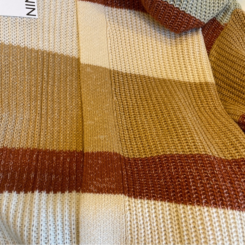 Women's Large Colorblock Long Sleeve Sweater Open Front Cardigan Nine West $50 - Picture 7 of 10